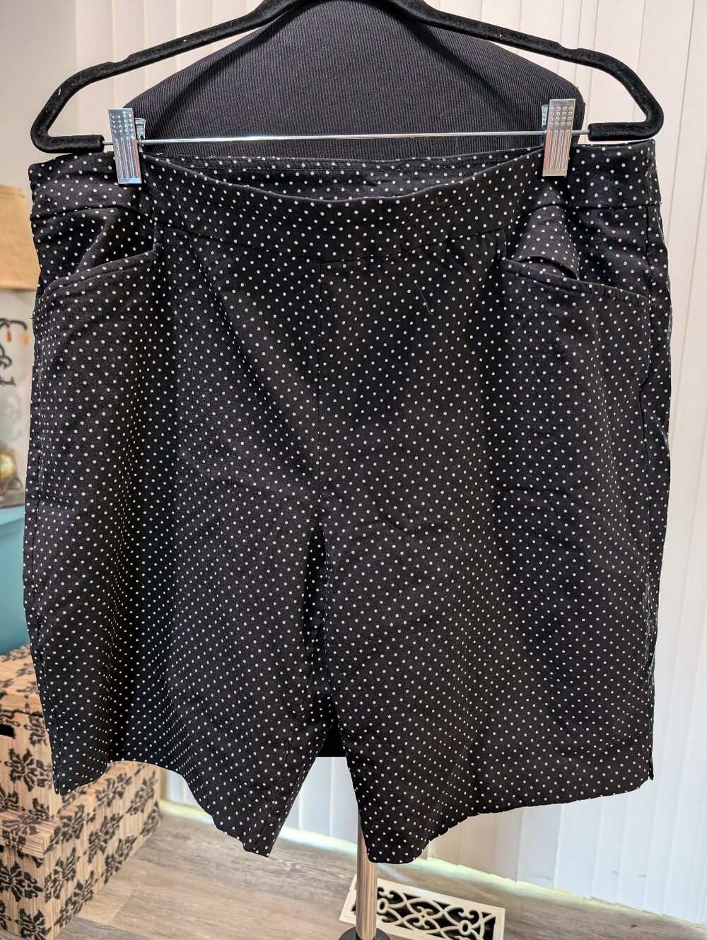 Time & Tru Black And White Polka Dot Shorts